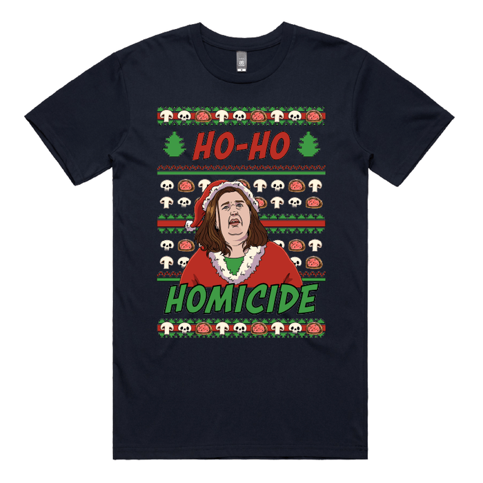 S / Navy / Large Front Design Merry Mushroom Lady 🍄‍🟫🎄 - Men's T Shirt