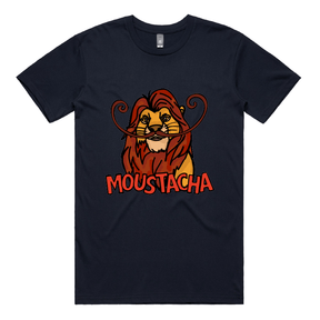 S / Navy / Large Front Design Moustacha 🦁👨 - Men's T Shirt