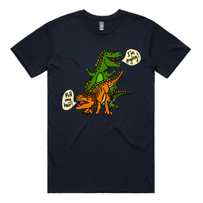 S / Navy / Large Front Design Pull My Hair 🦖🦕 – Men's T Shirt