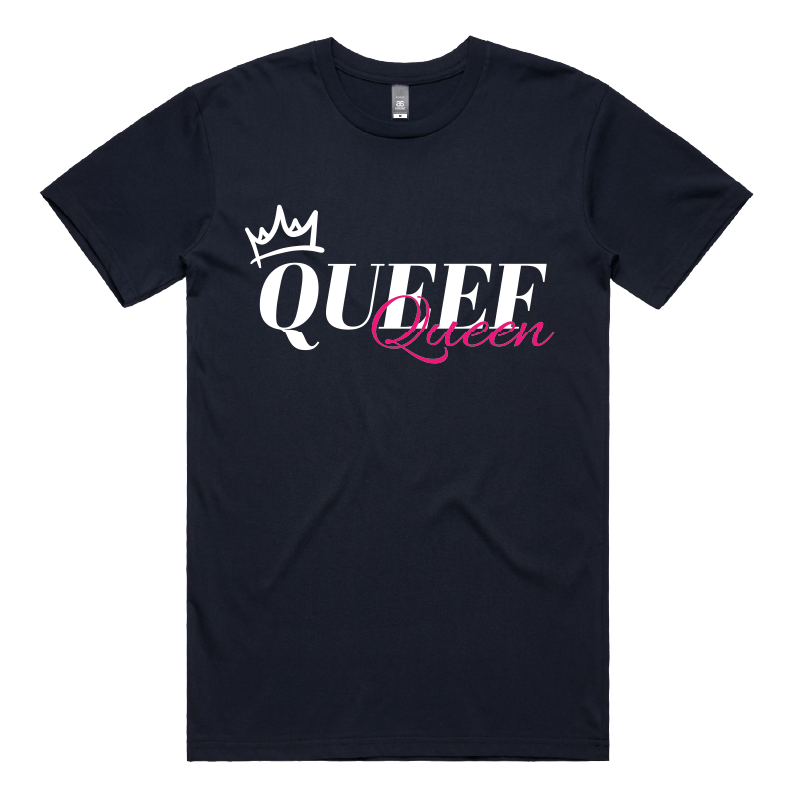 S / Navy / Large Front Design Queef Queen 💨👑 - Men's T Shirt