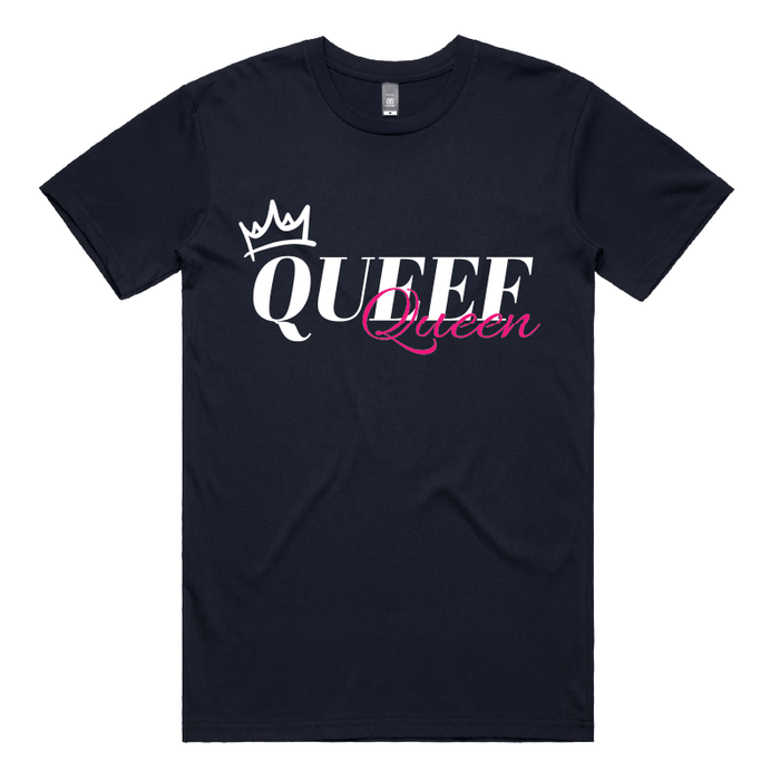 S / Navy / Large Front Design Queef Queen 💨👑 - Men's T Shirt