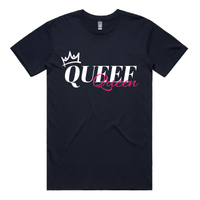 S / Navy / Large Front Design Queef Queen 💨👑 - Men's T Shirt