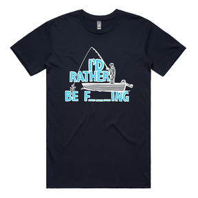 S / Navy / Large Front Design Rather Be Fishing 🐟🍆 - Men's T Shirt