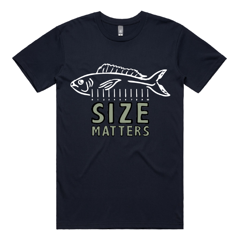 S / Navy / Large Front Design Size Matters 🐟📏 – Men's T Shirt