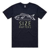 S / Navy / Large Front Design Size Matters 🐟📏 – Men's T Shirt