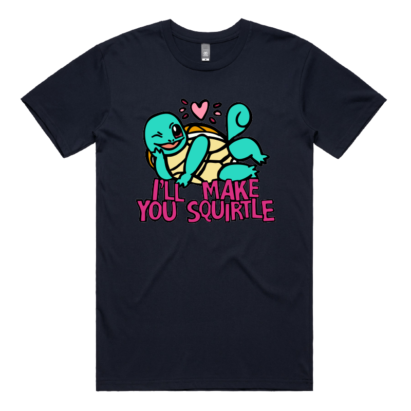 S / Navy / Large Front Design Squirtle Love ❤️💦 – Men's T Shirt