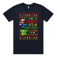 S / Navy / Large Front Design Super Christmas 🍄🎅 - Men's T Shirt
