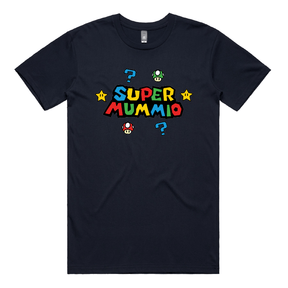 S / Navy / Large Front Design Super Mummio ⭐🍄 – Men's T Shirt