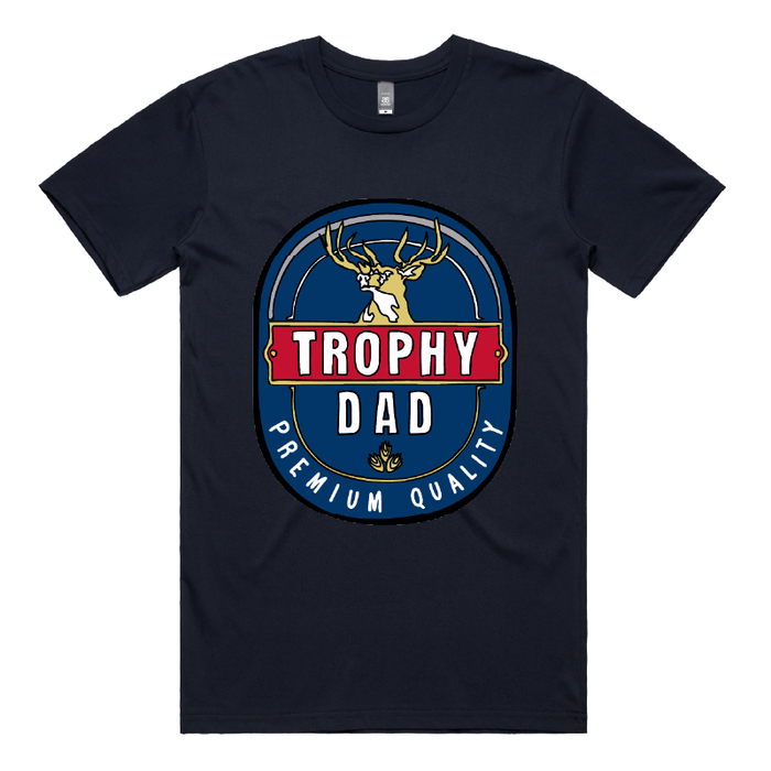 S / Navy / Large Front Design Trophy Dad 2heys 🍺🏆 – Men's T Shirt