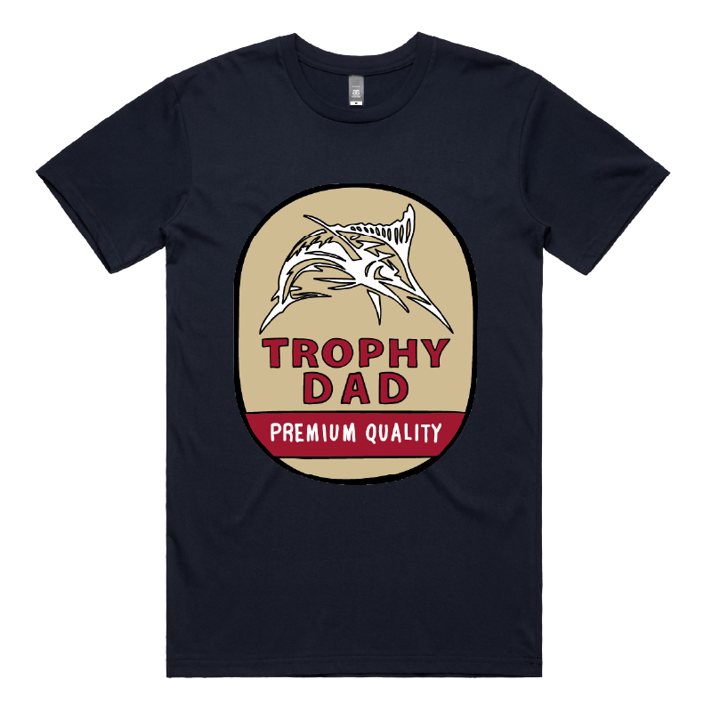 S / Navy / Large Front Design Trophy Dad Northern 🍺🏆 – Men's T Shirt