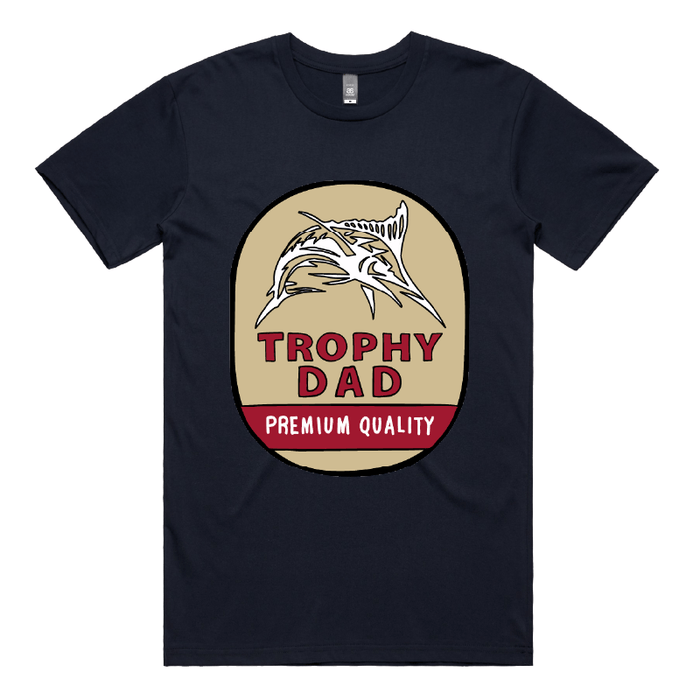 S / Navy / Large Front Design Trophy Dad Northern 🍺🏆 – Men's T Shirt