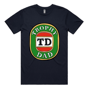 S / Navy / Large Front Design Trophy Dad Victor Bravo 🍺🏆 – Men's T Shirt