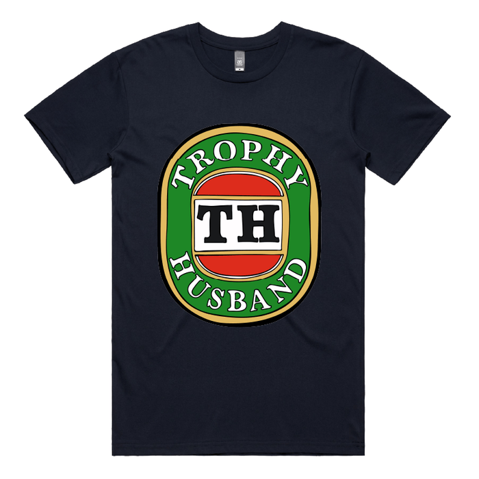 S / Navy / Large Front Design Trophy Husband Victor Bravo 🍺🏆 – Men's T Shirt