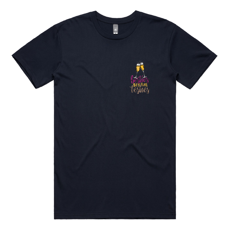 S / Navy / Small Front Design Besties Before Testies 👭🥰 – Men's T Shirt