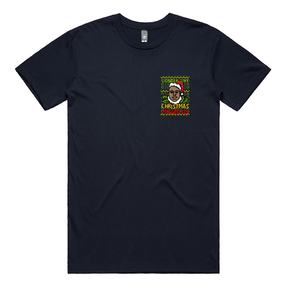 S / Navy / Small Front Design BIG Christmas 🎤🎅 - Men's T Shirt