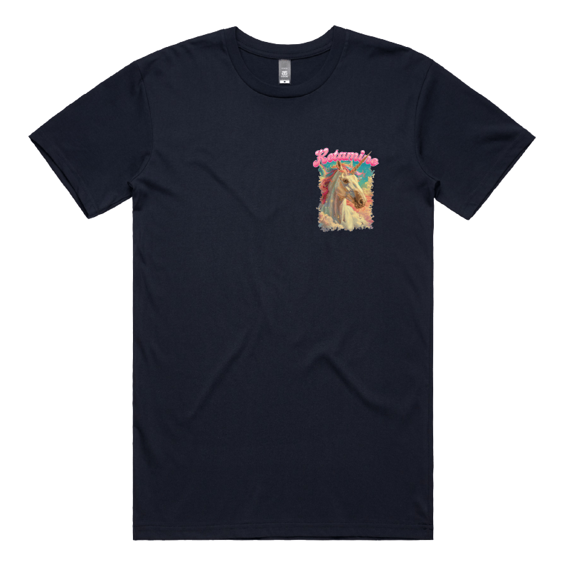 S / Navy / Small Front Design Ketamine Unicorn 💉🦄 - Men's T Shirt