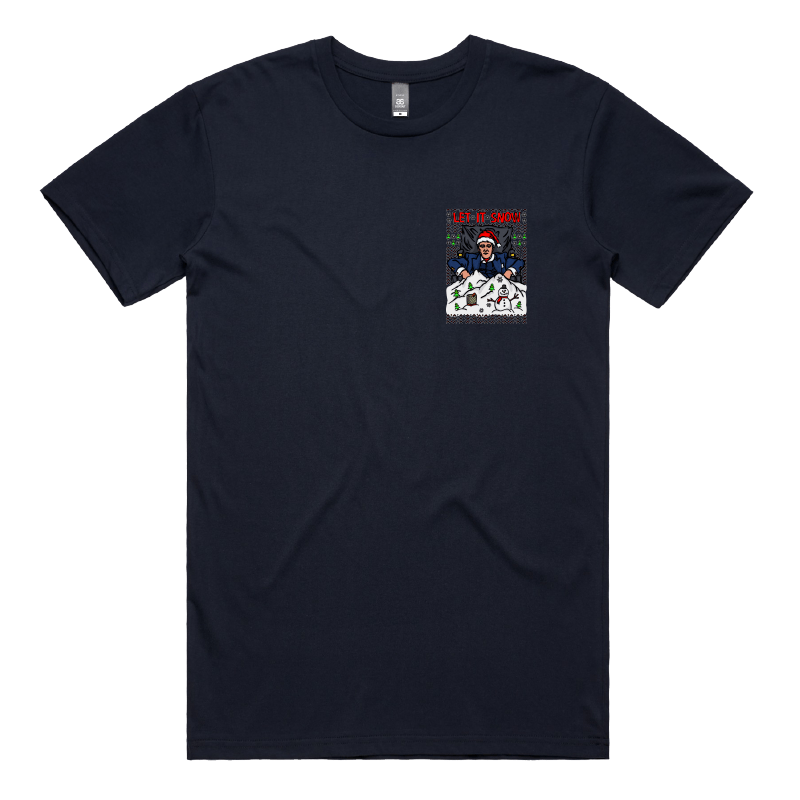 S / Navy / Small Front Design Let It Snow Scarface ❄️🤌 - Men's T Shirt