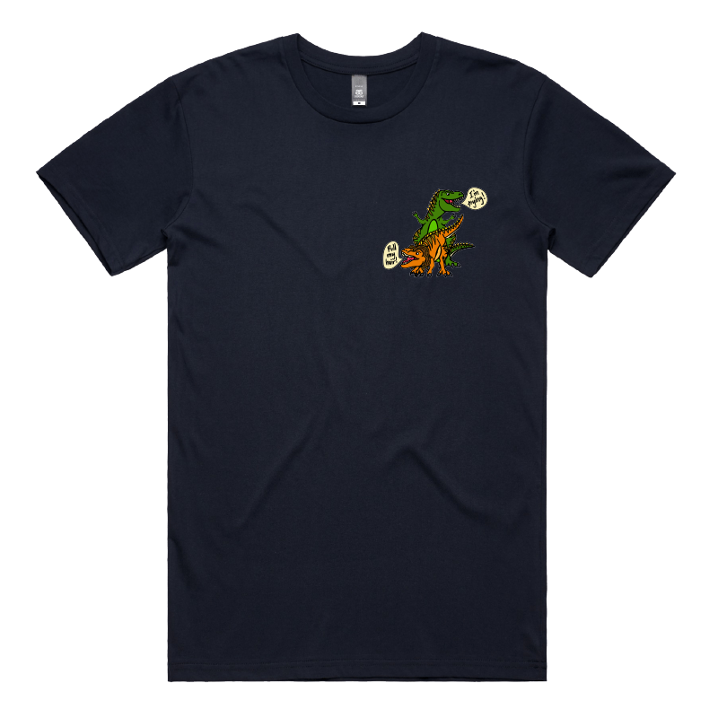 S / Navy / Small Front Design Pull My Hair 🦖🦕 – Men's T Shirt