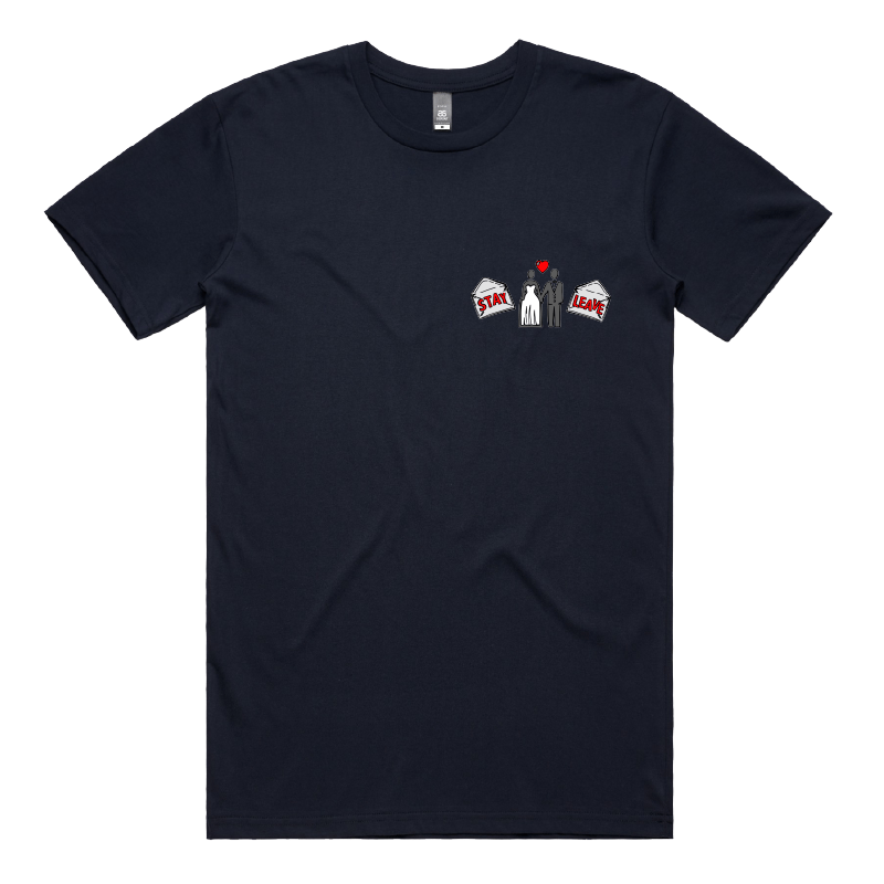S / Navy / Small Front Design Stay or Leave? 💌💔 – Men's T Shirt