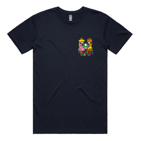 S / Navy / Small Front Design Two Girls One-Up 🍄📤 – Men's T Shirt