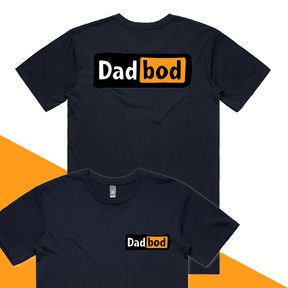 S / Navy / Small Front & Large Back Design DadBod Logo 💻🧻 - Mens T Shirt