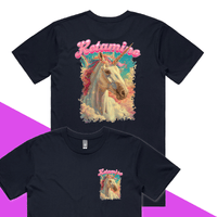 S / Navy / Small Front & Large Back Design Ketamine Unicorn 💉🦄 - Men's T Shirt
