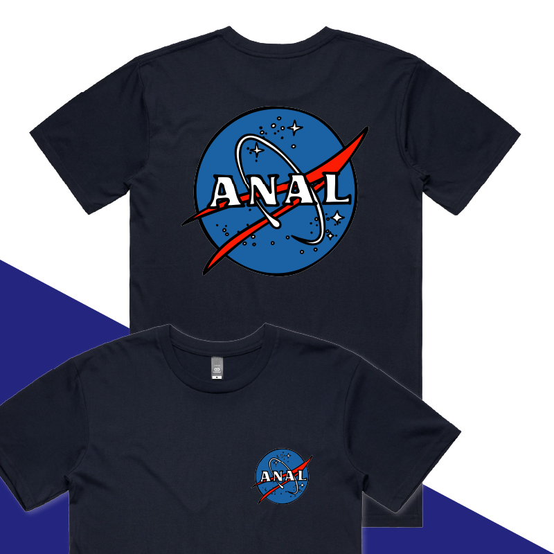 S / Navy / Small Front & Large Back Design N-ASS-A 🪐 – Men's T Shirt