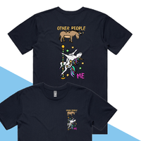 S / Navy / Small Front & Large Back Design Not Like The Others  🐴🦄 – Men's T Shirt