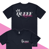 S / Navy / Small Front & Large Back Design Queef Queen 💨👑 - Men's T Shirt