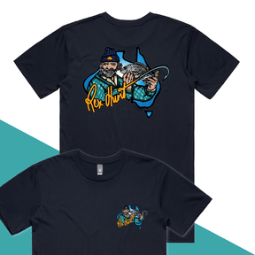 S / Navy / Small Front & Large Back Design Rex Hunt Fishing 🎣🛥️ - Men's T Shirt