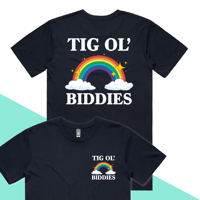 S / Navy / Small Front & Large Back Design Tig Ol’ Biddies 🍒🤤 - Men's T Shirt