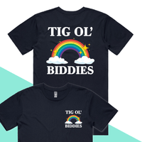 S / Navy / Small Front & Large Back Design Tig Ol’ Biddies 🍒🤤 - Men's T Shirt
