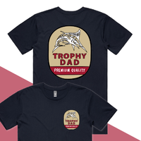 S / Navy / Small Front & Large Back Design Trophy Dad Northern 🍺🏆 – Men's T Shirt