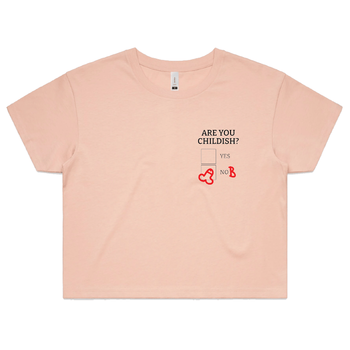 S / Pink Definitely Not Childish 📋🖕 - Women's Crop Top