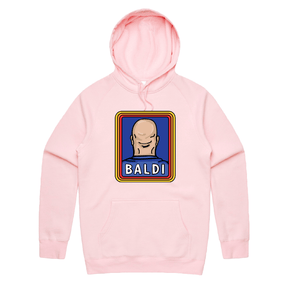 S / Pink / Large Front Print Baldi 👨🏻‍🦲✂️ – Unisex Hoodie