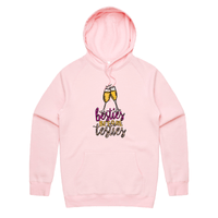 S / Pink / Large Front Print Besties Before Testies 👭🥰 – Unisex Hoodie