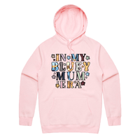 S / Pink / Large Front Print Bluey Mum Era – Unisex Hoodie
