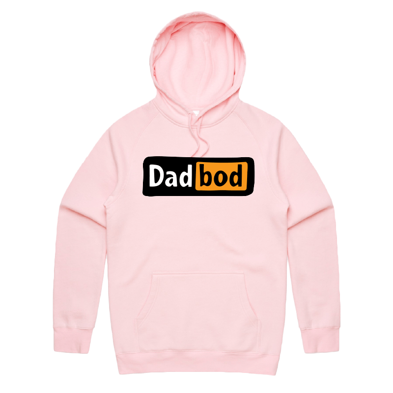 S / Pink / Large Front Print DadBod Logo 💻🧻 – Unisex Hoodie