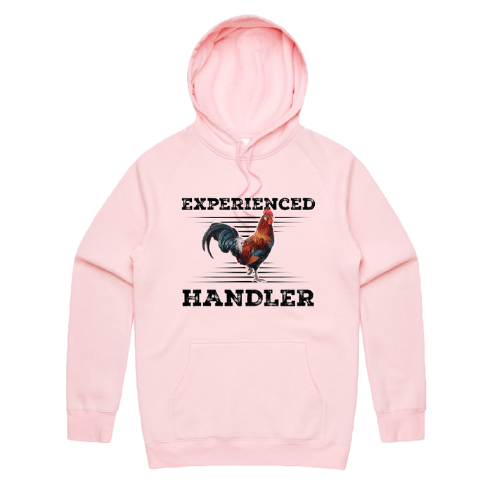 S / Pink / Large Front Print Experienced 🐔 Handler - Unisex Hoodie