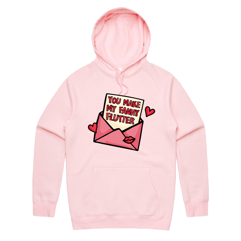 S / Pink / Large Front Print Fanny Flutter 🦋 – Unisex Hoodie