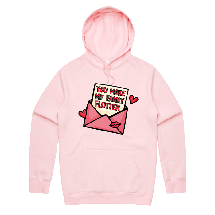 S / Pink / Large Front Print Fanny Flutter 🦋 – Unisex Hoodie