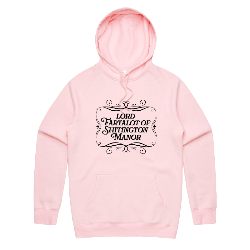 S / Pink / Large Front Print Lord Fartalot 👑💨 – Unisex Hoodie