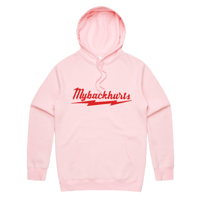 S / Pink / Large Front Print My Back Hurts 🧰 – Unisex Hoodie