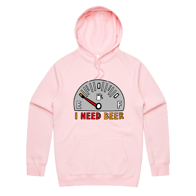 S / Pink / Large Front Print Need Beer 🍺⛽ – Unisex Hoodie