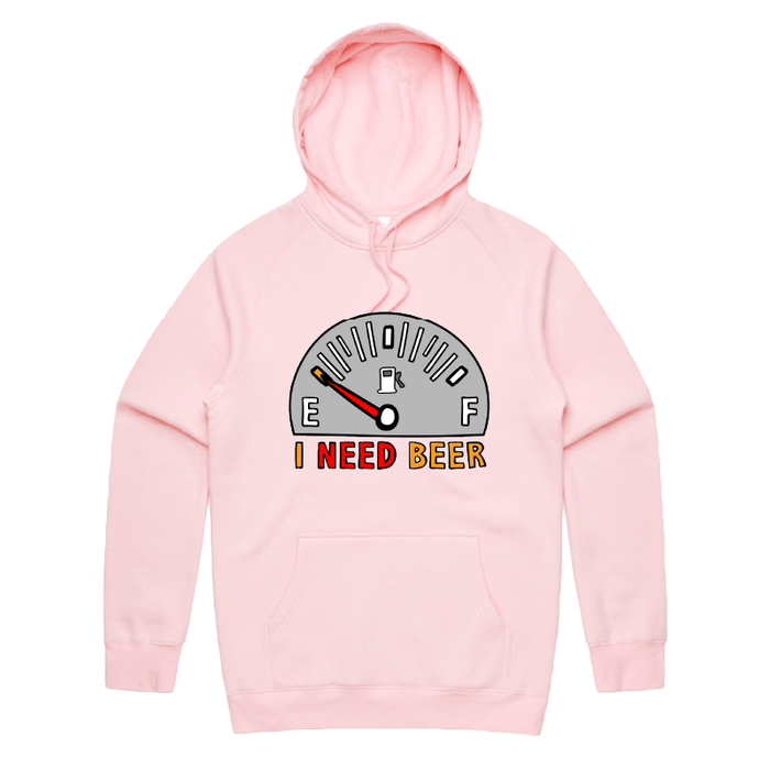 S / Pink / Large Front Print Need Beer 🍺⛽ – Unisex Hoodie
