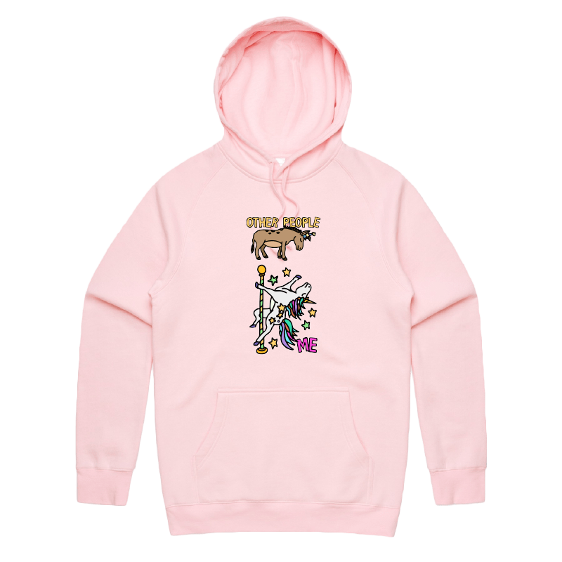S / Pink / Large Front Print Not Like The Others  🐴🦄 – Unisex Hoodie