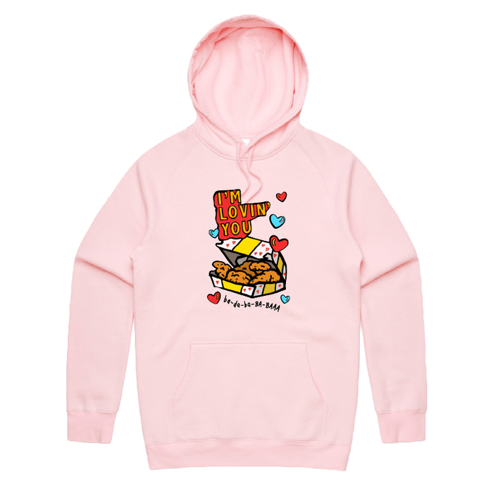S / Pink / Large Front Print Nugget Love 🍗💞 – Unisex Hoodie