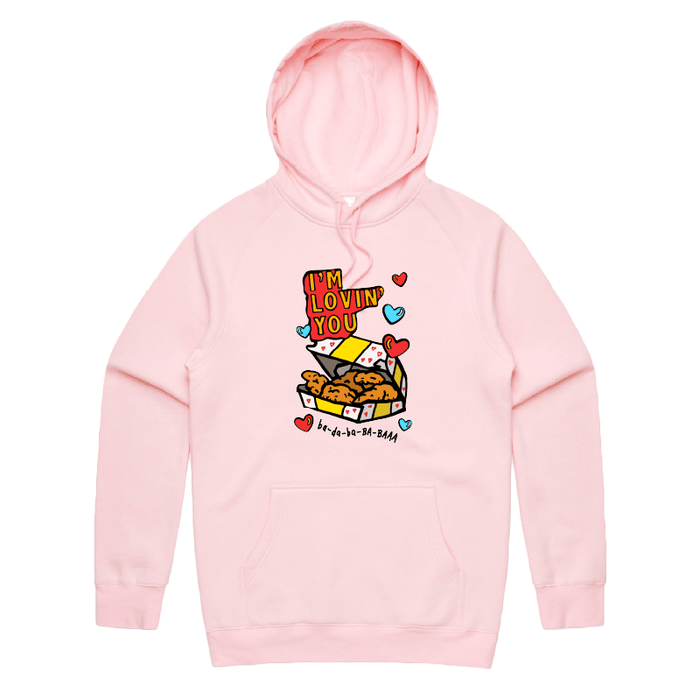 S / Pink / Large Front Print Nugget Love 🍗💞 – Unisex Hoodie