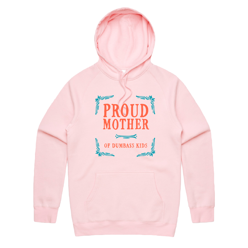 S / Pink / Large Front Print Proud Mother 🥴💩 – Unisex Hoodie