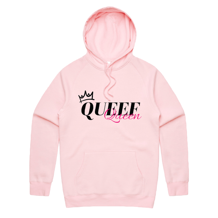 S / Pink / Large Front Print Queef Queen 💨👑 - Unisex Hoodie